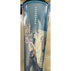 Starbucks 2021 Christmas Holiday Tumbler Siren Mermaid Blue 24 oz Holographic